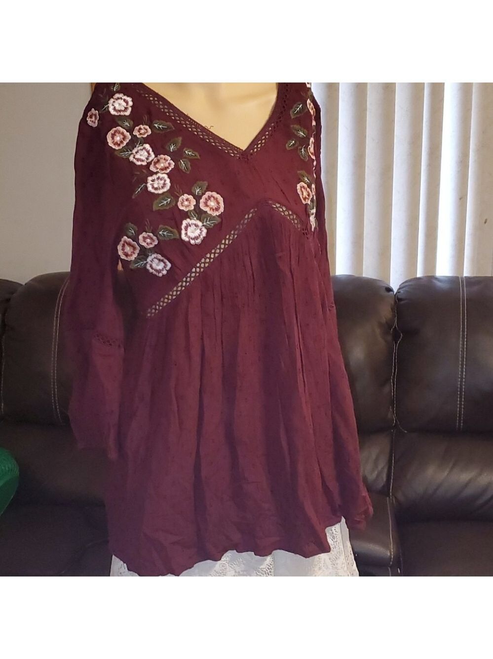 arizona jean maroon tunic top sz medium nwt